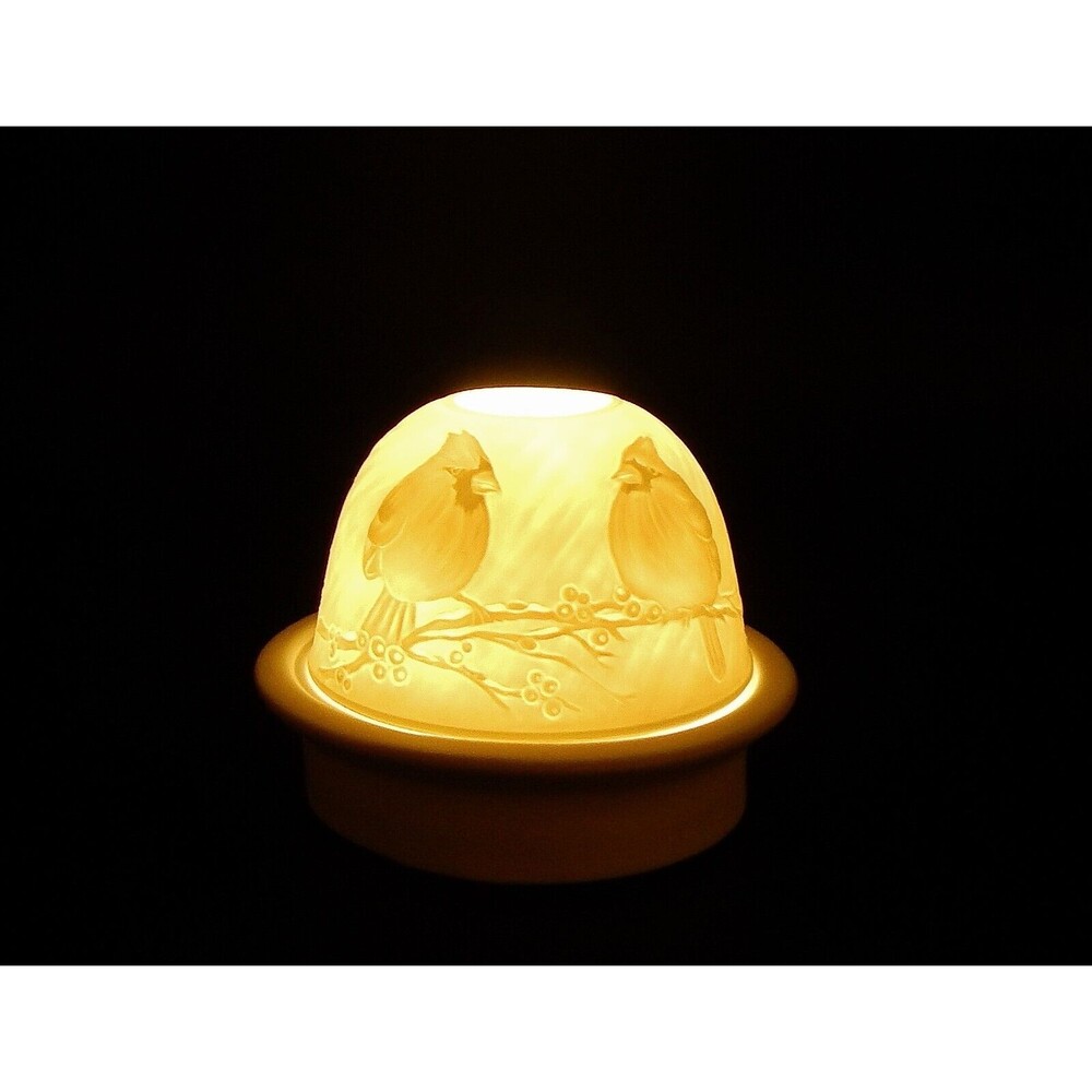 Lithopane White Cardinal Bisque 2 Pc Fairy Light Electric 2012 Roman Inc